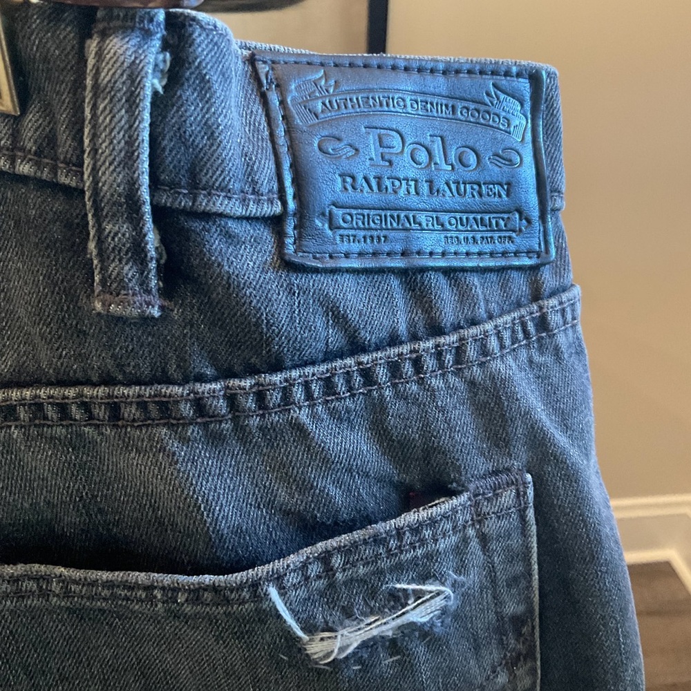 Polo by Ralph Lauren Distressed Patchwork Black Straight Jeans - Picture 4 of 6